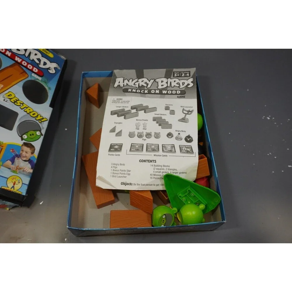 Angry Birds Knock On Wood Board Game 100% Complete Mattel